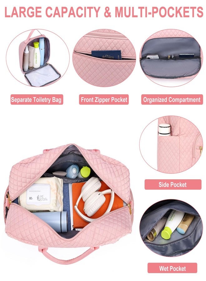 LUOCIP Travel Duffle Weekender Bags for Women - Weekend Bag Women with Shoe Compartment Carry On Overnight Bag with Toiletry Bag Duffel Bags Wet Pocket for Gym Hospital Bags for Labor and Delivery Pink - Image 3